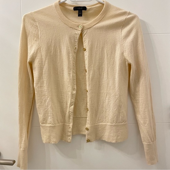 J.CREW Cream Wool Cardigan with Gold Buttons - Picture 6 of 6